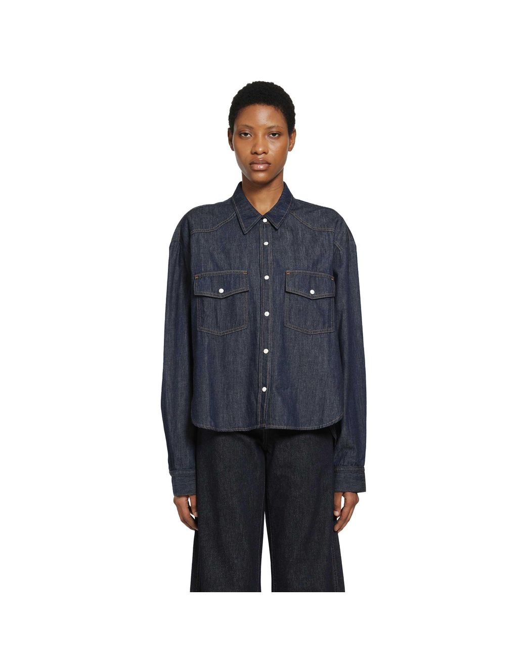 Khaite Blue Grenon Chambray Shirt