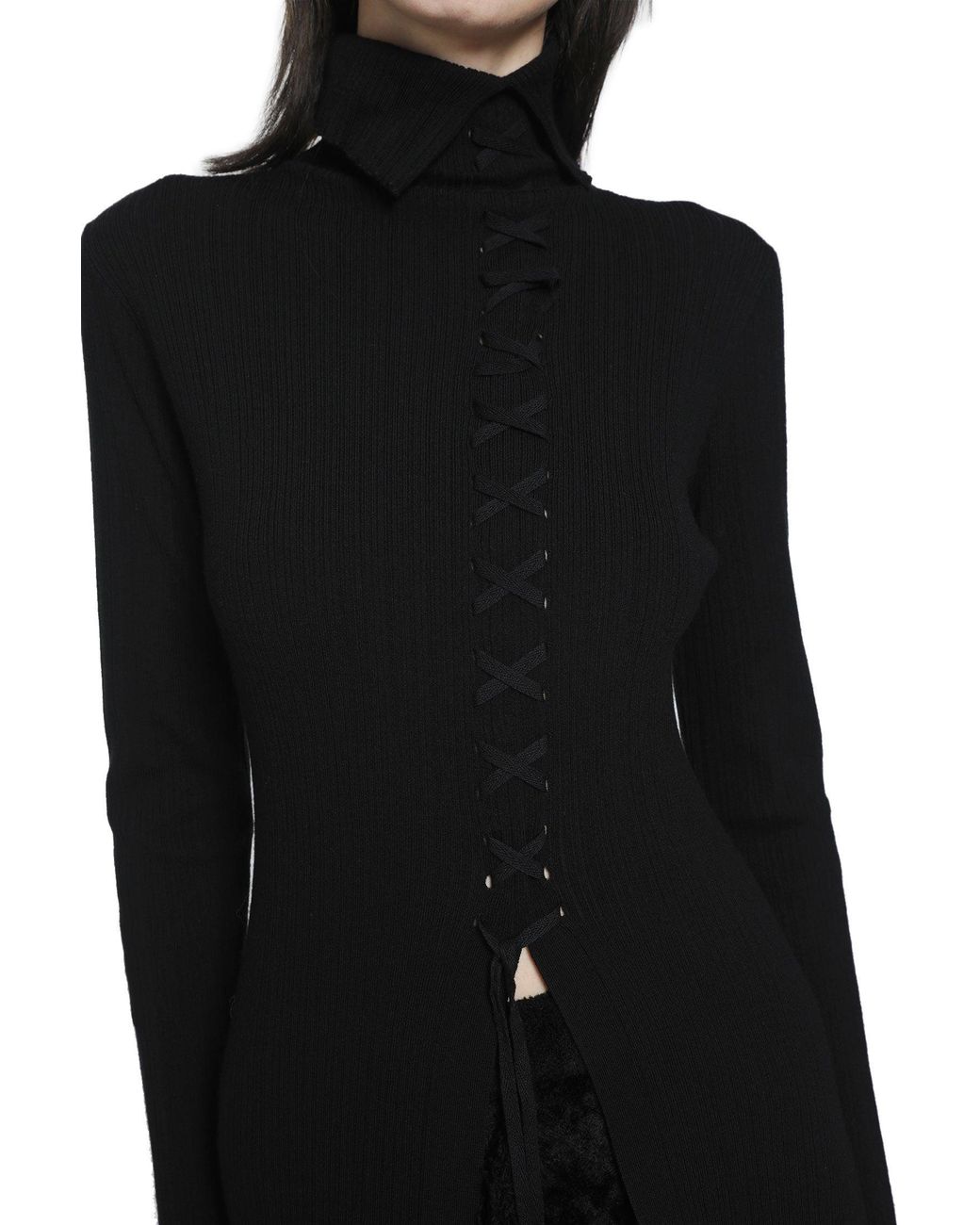 YA YI Black Braided Wool Dress