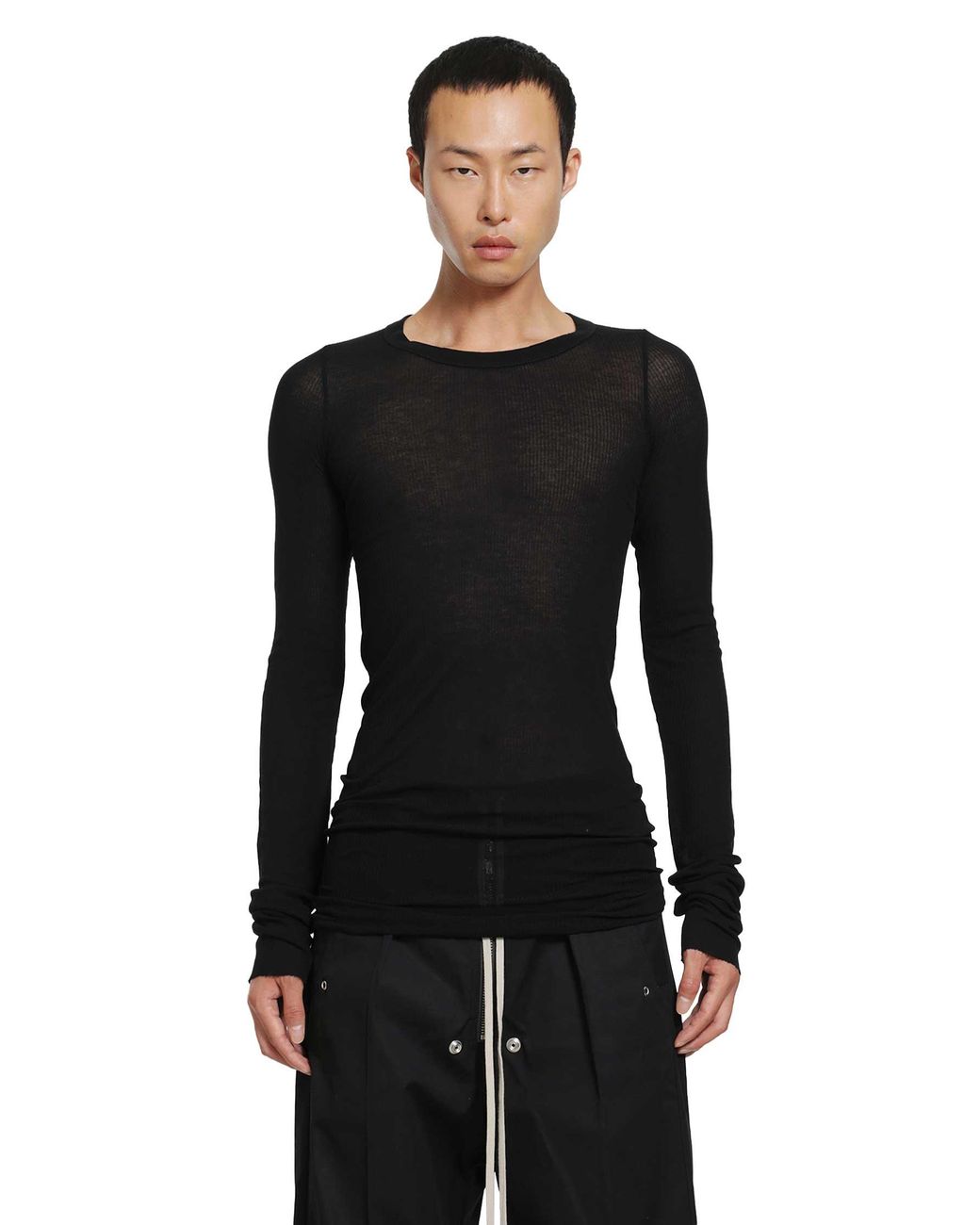 Rick Owens Black Tower Rib Ls T for men