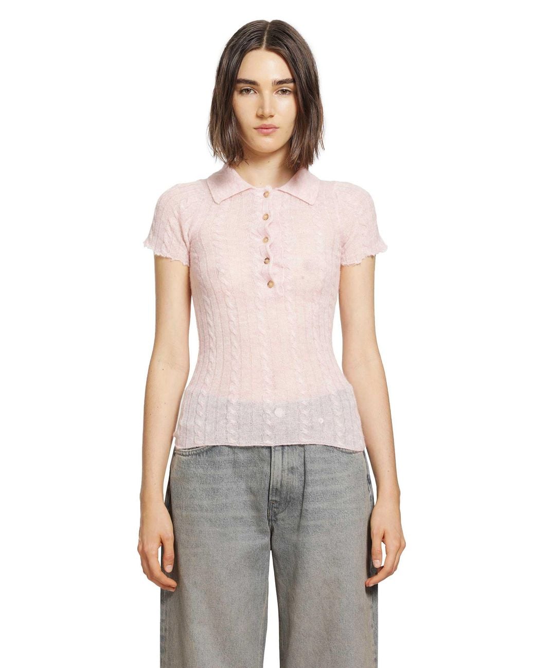 Haikure Gray Laurie Semi-Sheer Polo Shirt