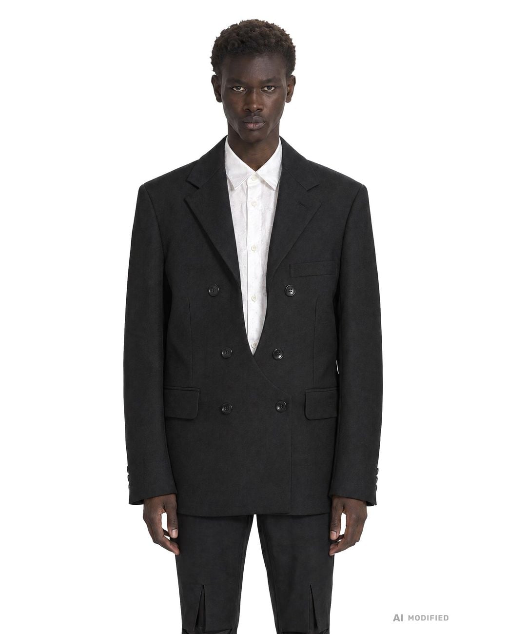 Comme des Garçons Black Double-Breasted Wool Blazer for men