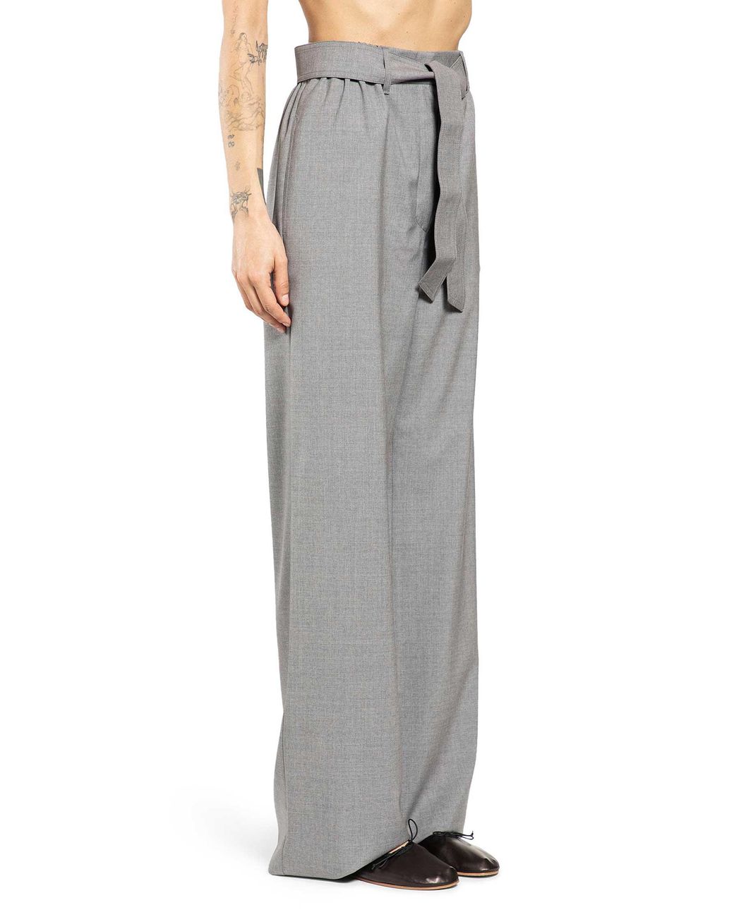 Max Mara Gray Stretch Wool Cloth Trousers
