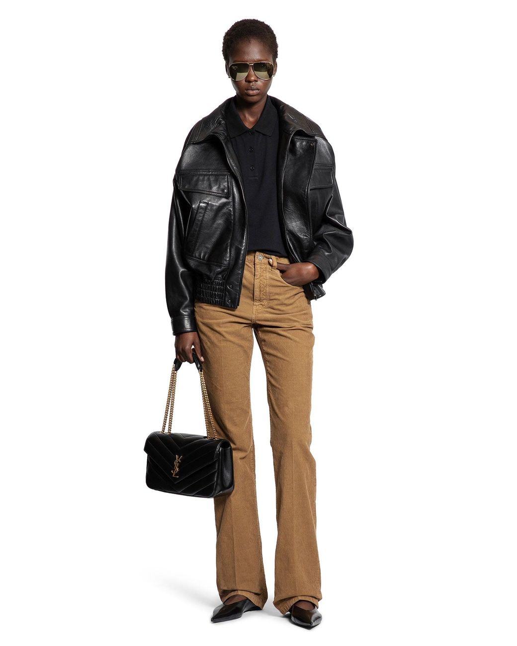 Saint Laurent Black Cassandre Polo Shirt