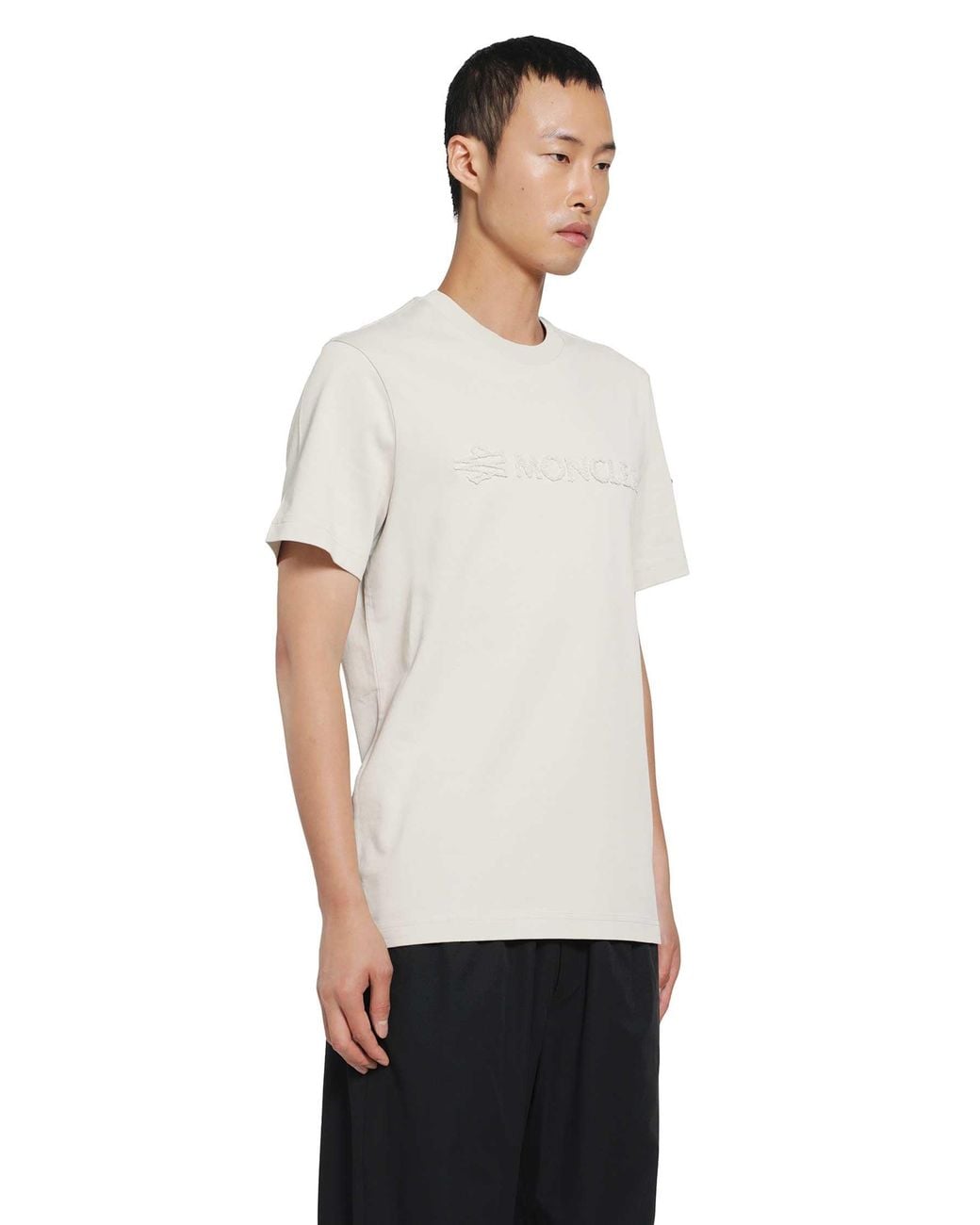 Moncler White Terry Logo Cotton T-Shirt for men