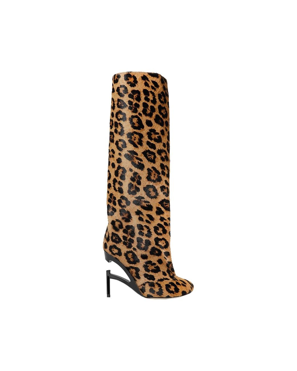 NVL-GARDE Brown Broken Heel Leopard Knee-High Boots