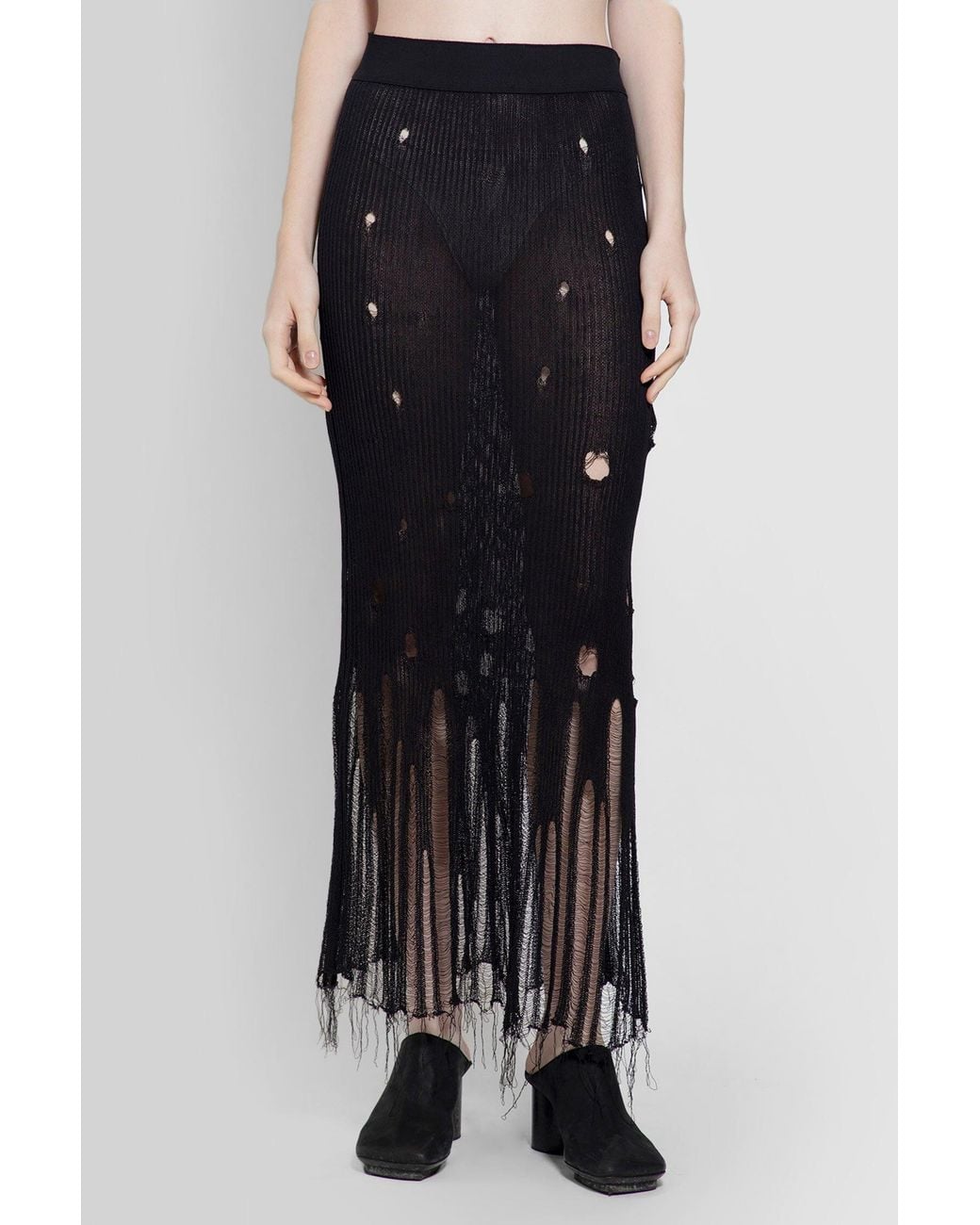 Uma Wang Black Shredded Skirt