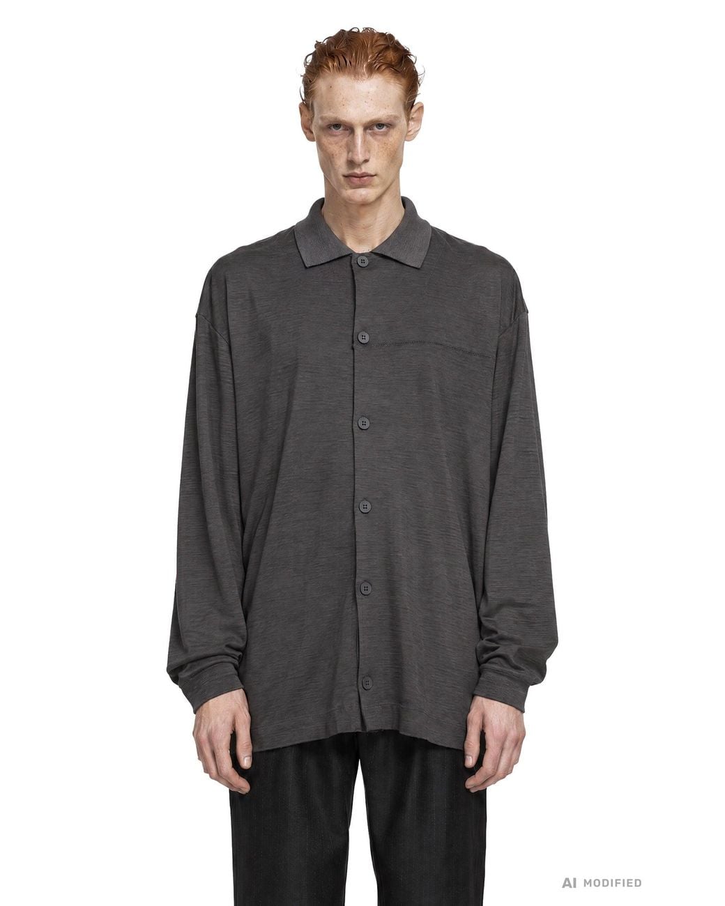 Transit Gray Wool Jersey Shirt for men