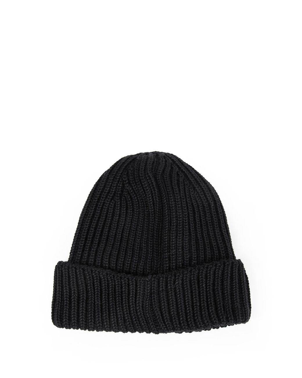 C P Company Black Wool Ribbed Beanie for men