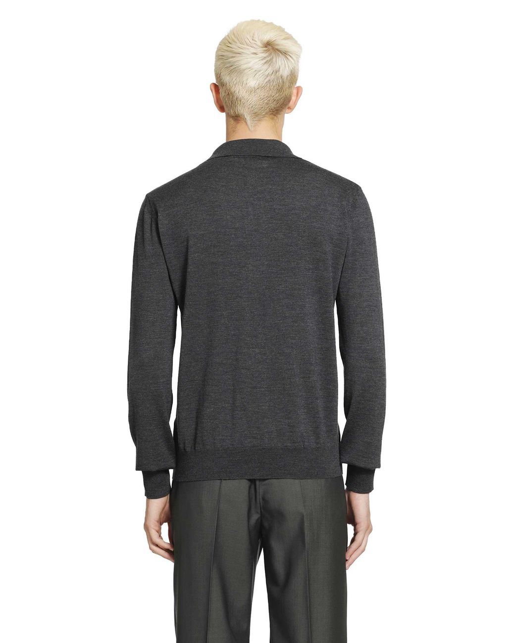 Valentino Black Wool Polo With Vlogo Embroidery for men