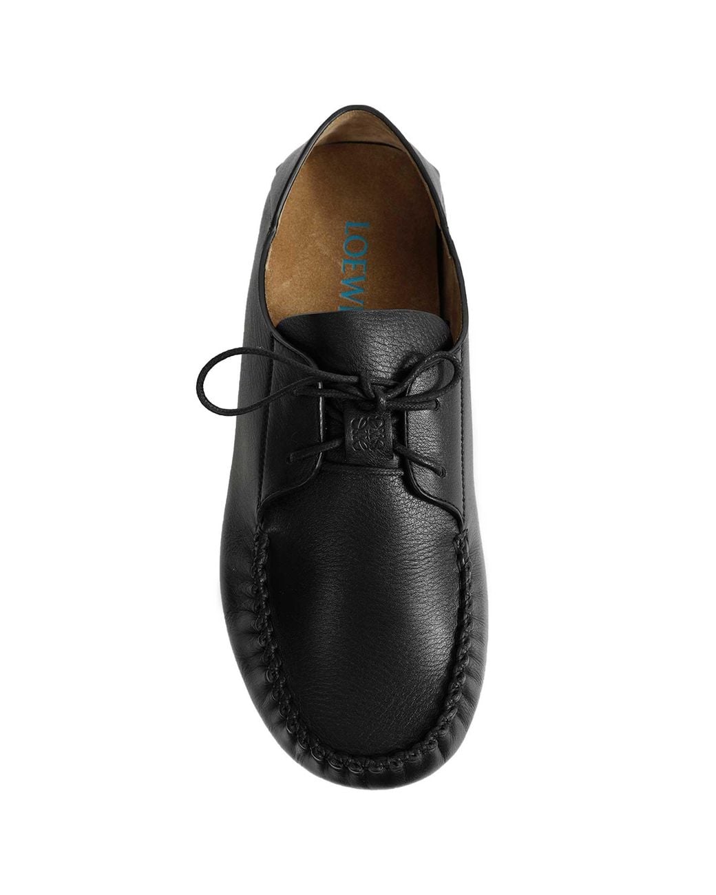 Loewe Black Soft Calfskin Rambla Boat Shoes for men