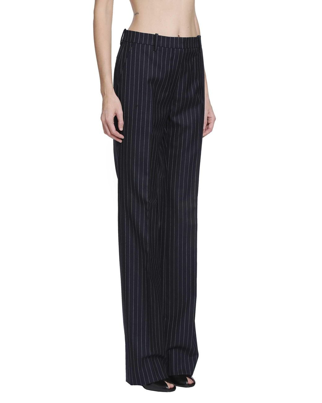 Tom Ford Blue Corded Chalk Stripe Wool Trousers