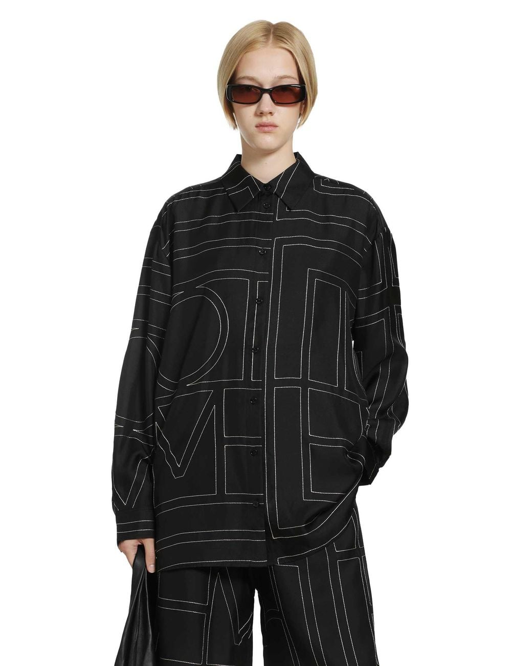 Totême Black Classic Embroidered Shirt