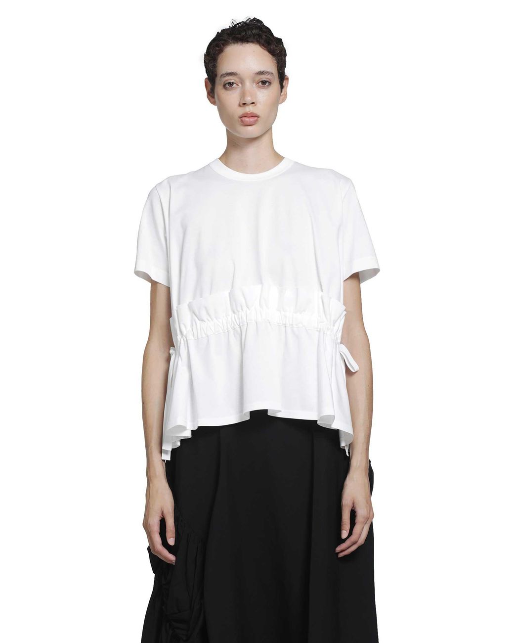 Noir Kei Ninomiya White Gathered Cotton T-Shirt