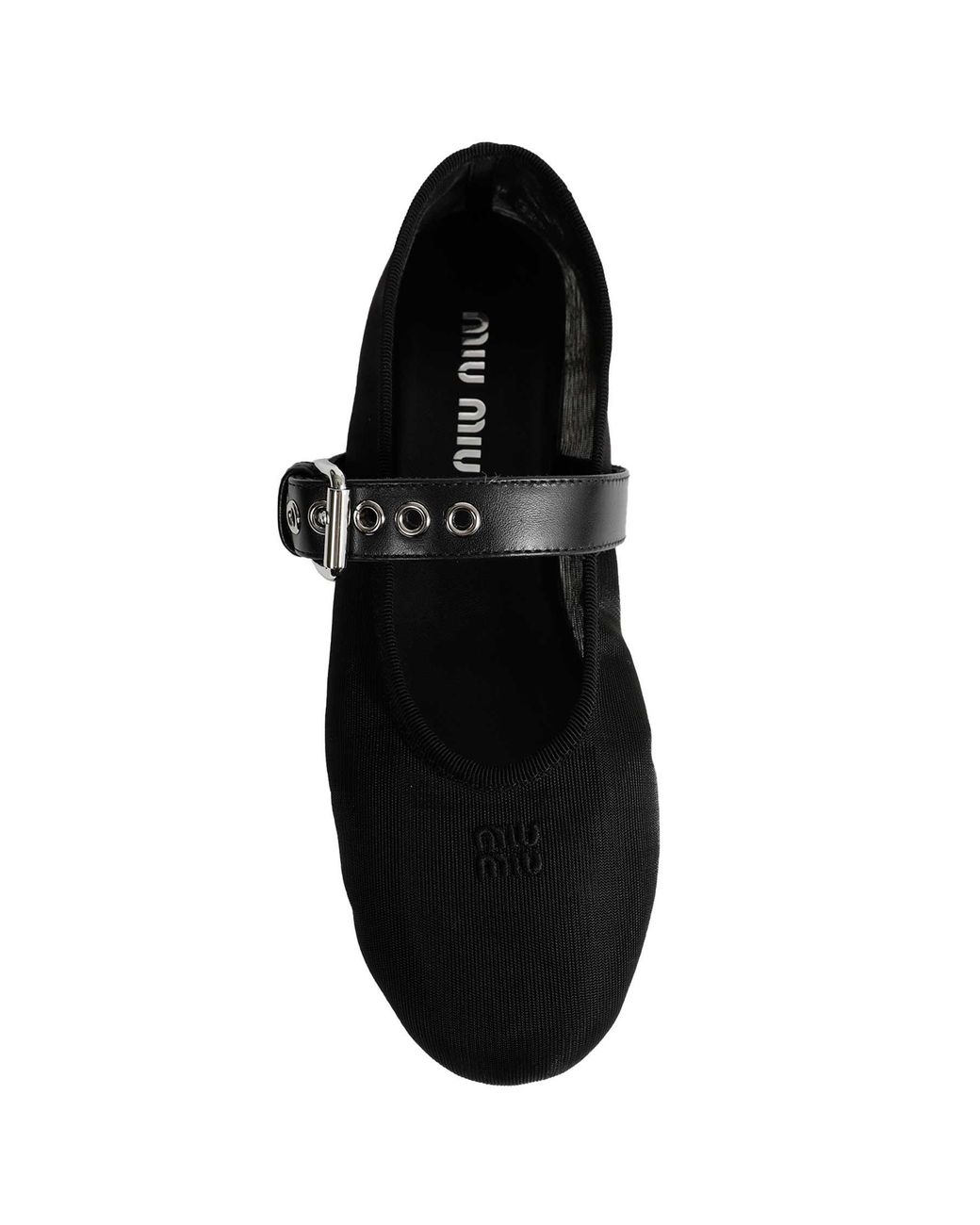 Miu Miu Black Mesh And Fabric Ballerinas