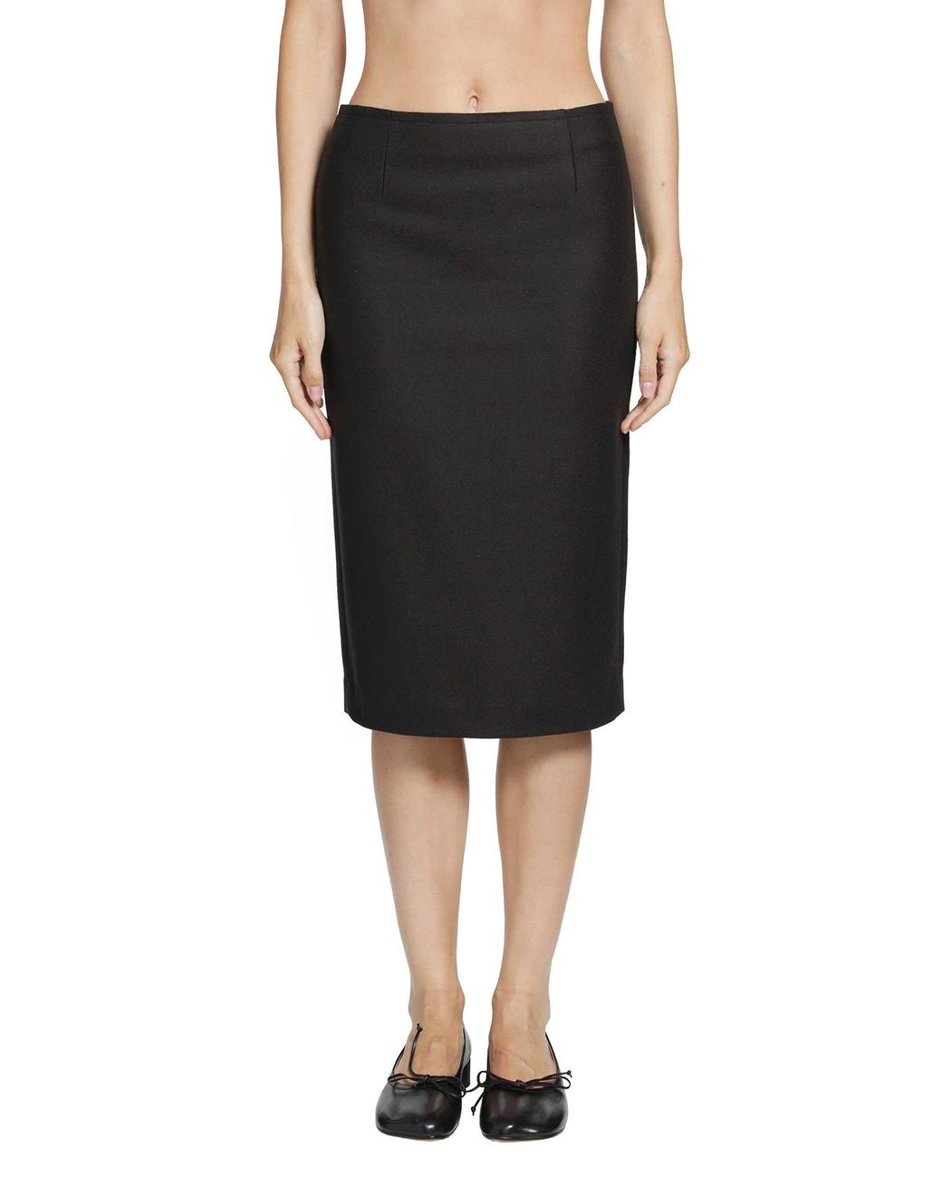 MM6 by Maison Margiela Black Wool Midi Skirt