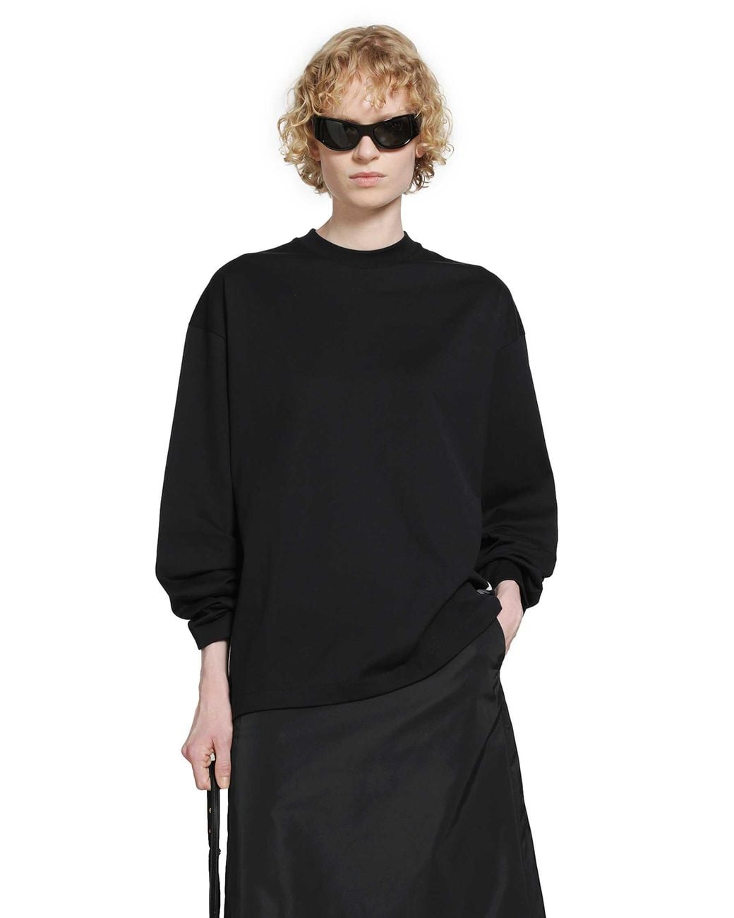 Jil Sander Black Cotton Crewneck Long Sleeve T-Shirt