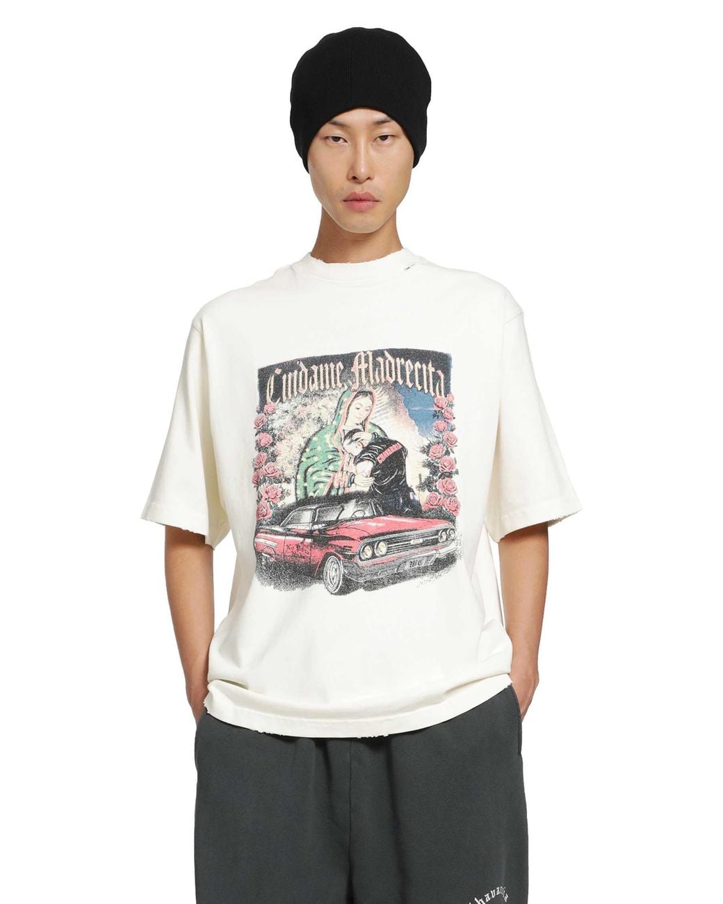Willy Chavarria White Os Cuidame Madrecita Tee for men
