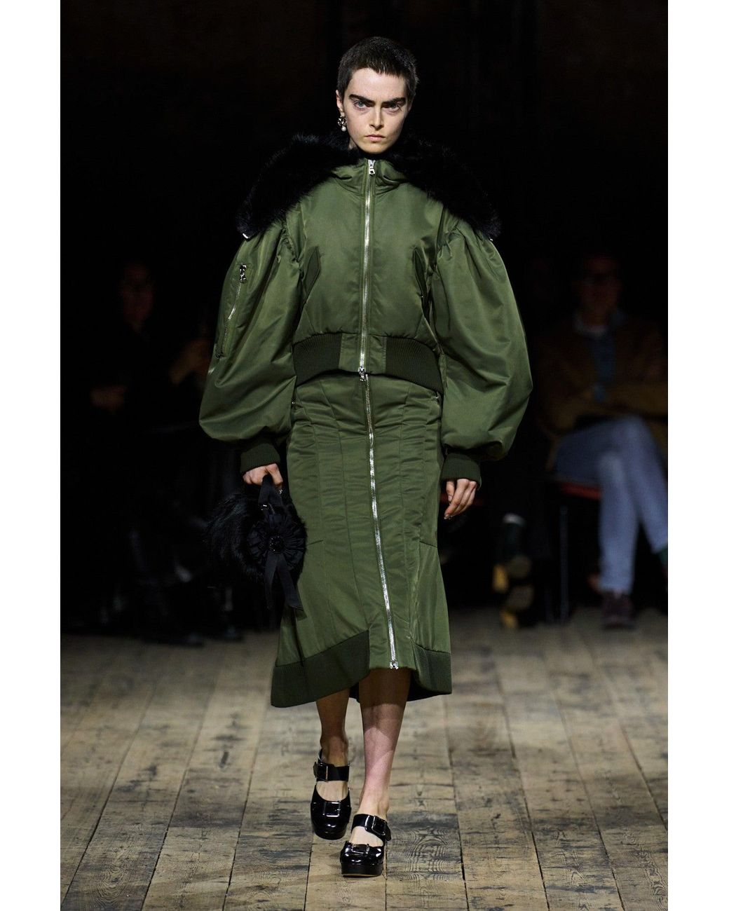 Simone Rocha Green Padded Sculpt Bomber Skirt
