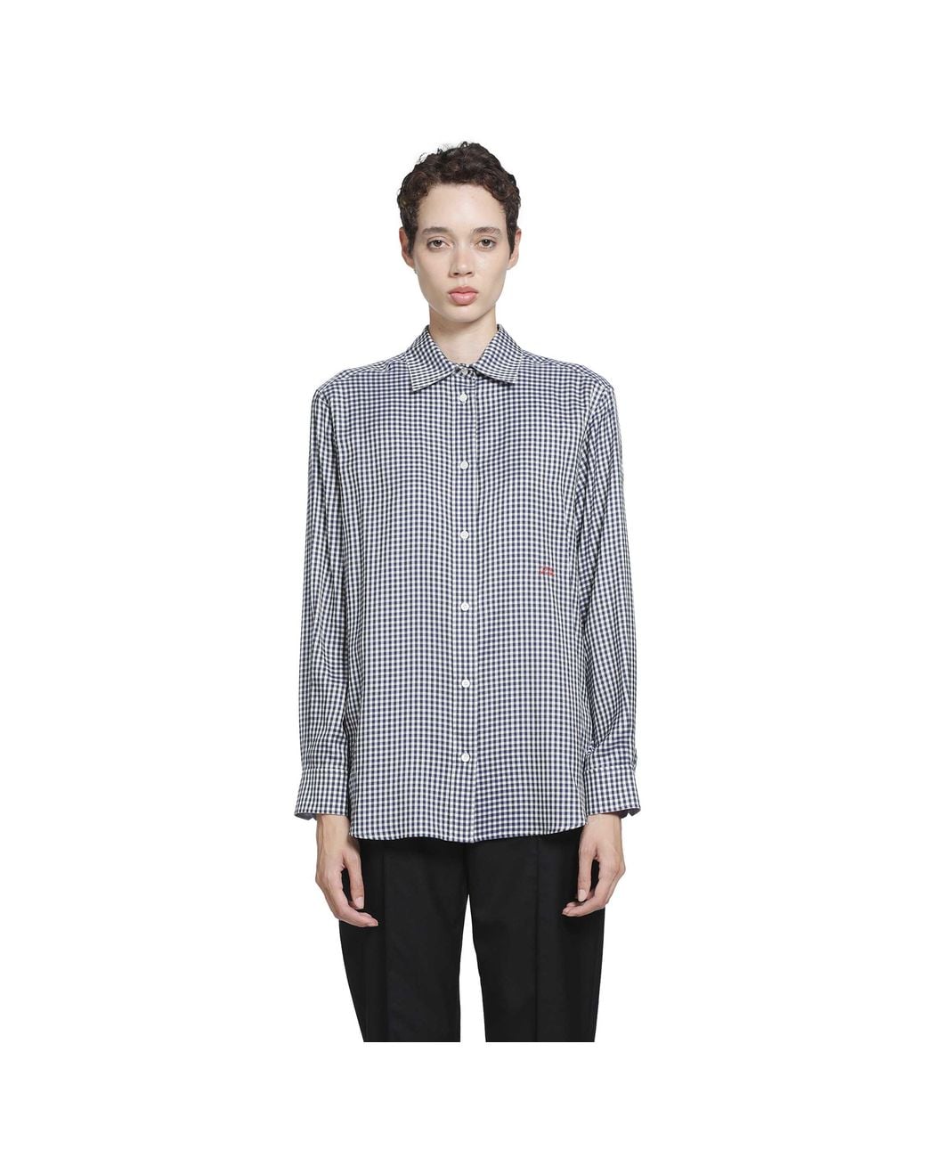 Loewe Gray Checked Silk Shirt