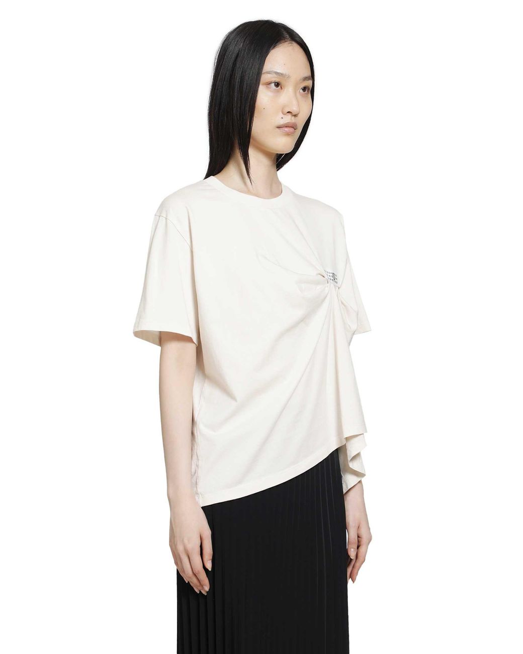 MM6 by Maison Margiela White Draped Numeric T-Shirt