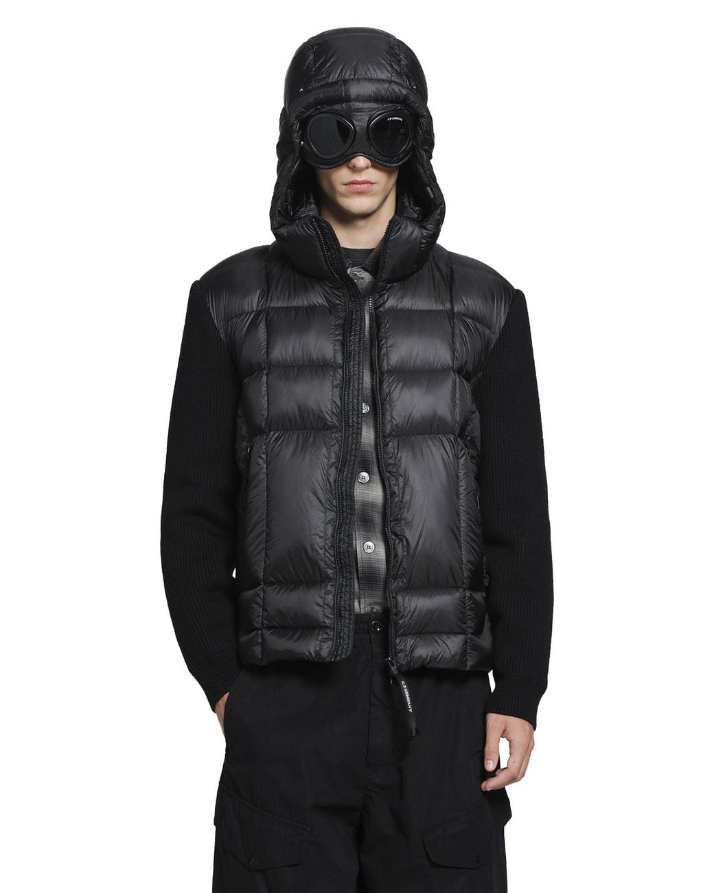 C P Company Black Merino Wool Mixed Goggle Sweater for men