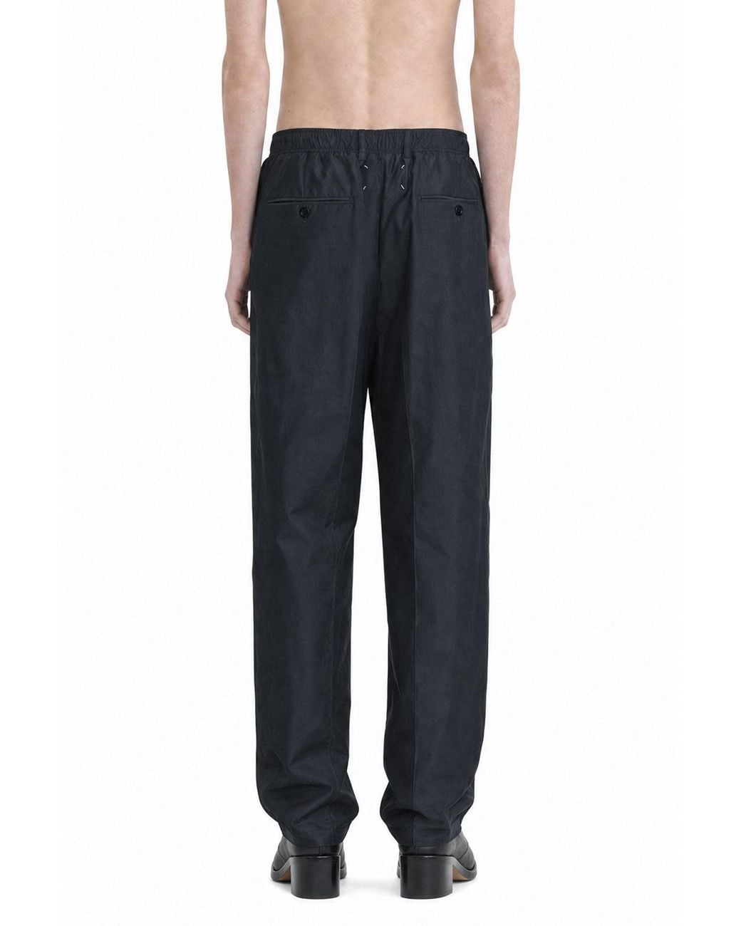 Maison Margiela Black Cotton Nylon Silk Drawstring Trousers for men