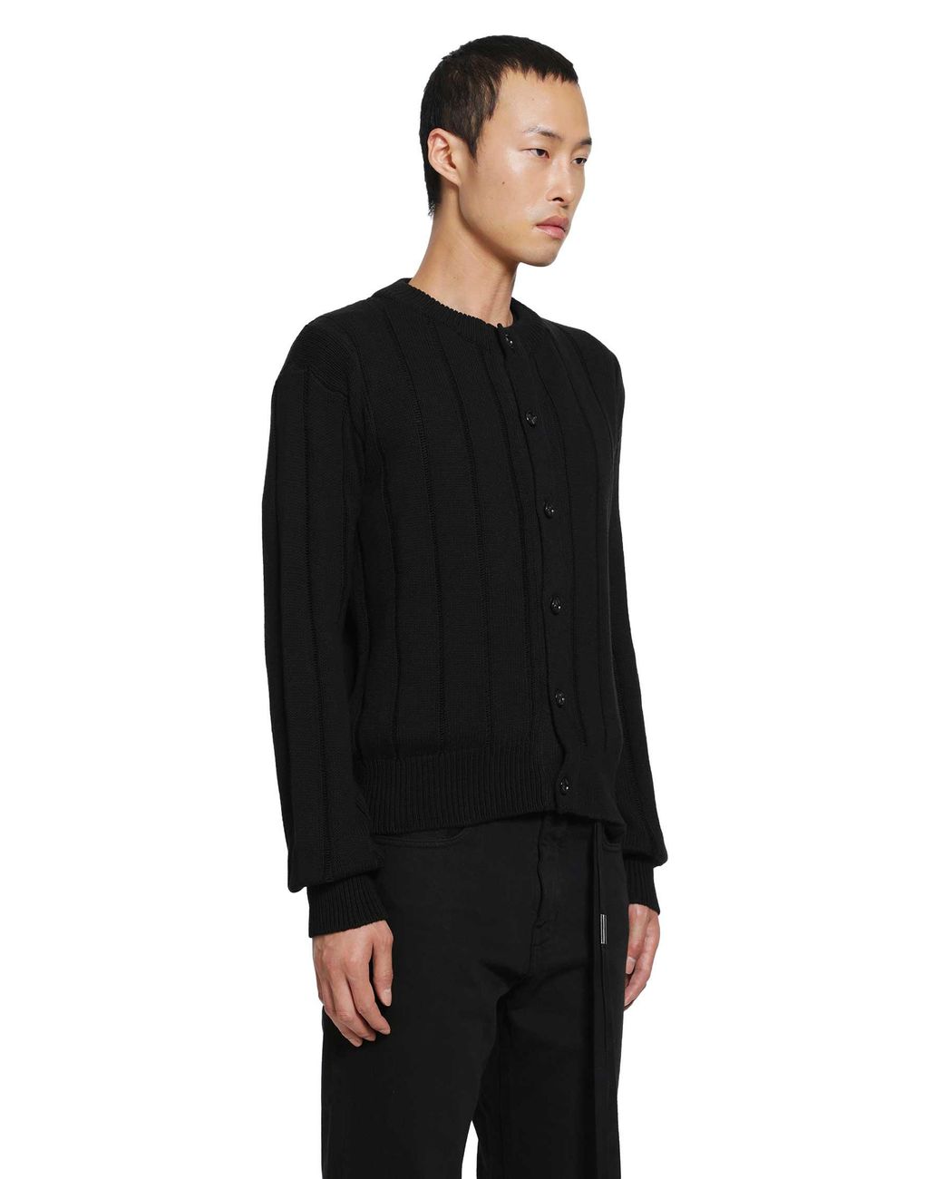 Ann Demeulemeester Black Natel Brushed Rib Cardigan for men