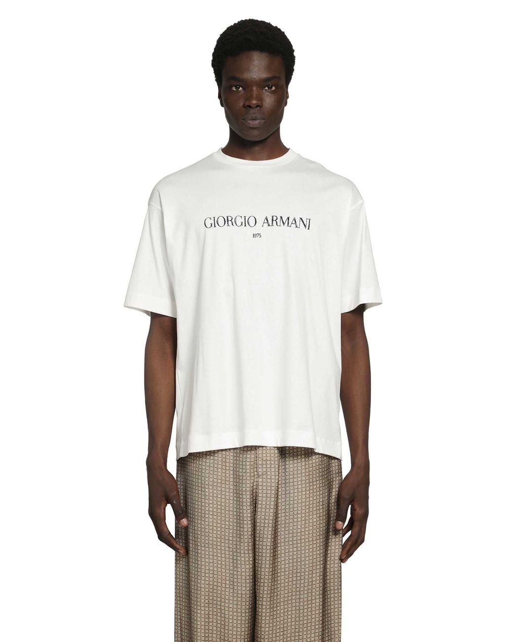 Giorgio Armani White 1975 Logo T-Shirt for men