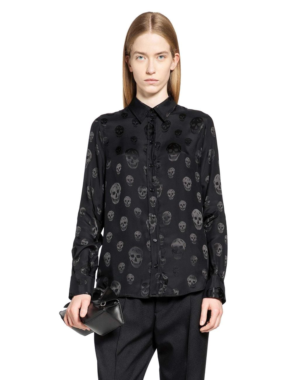 McQueen Black Skull Motif Shirt