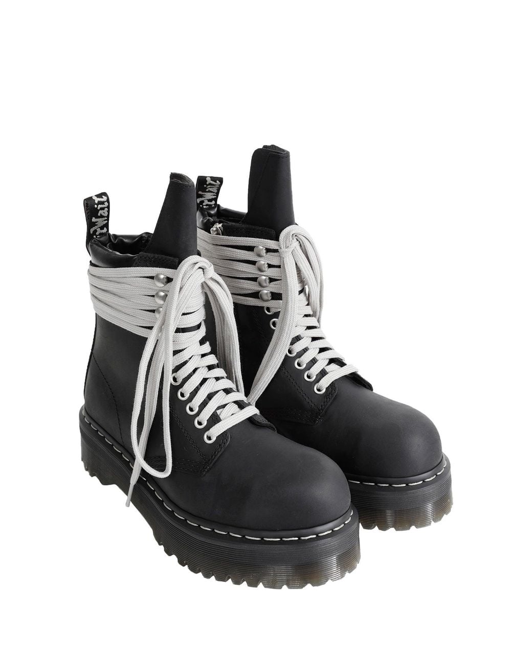 Rick Owens Black Dr. Martens X Quad Sole Steel Toe Boots for men