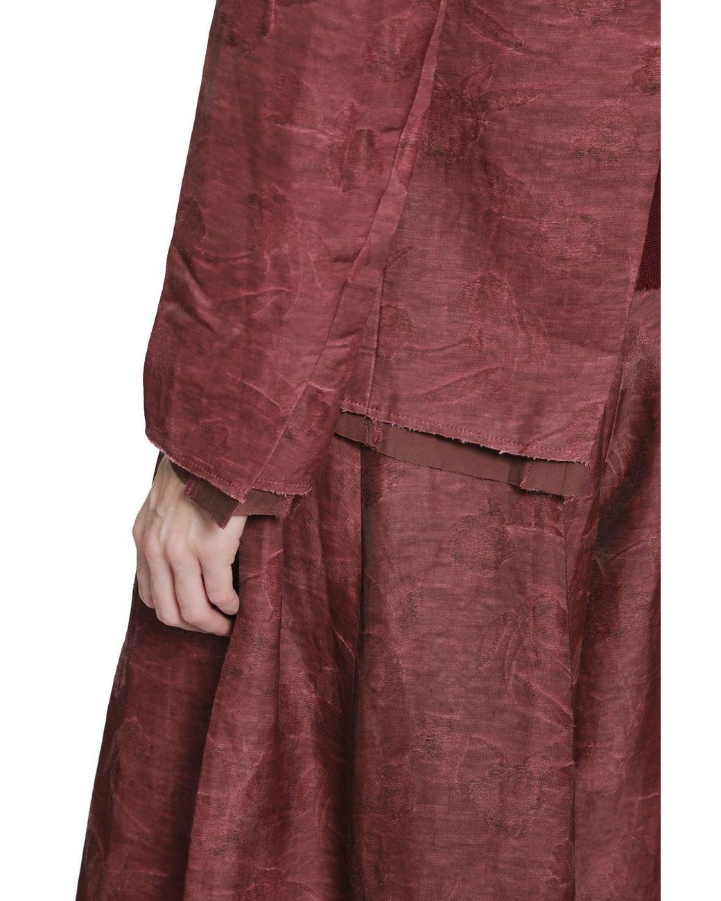 YA YI Red Linen Jacquard Tie Suit