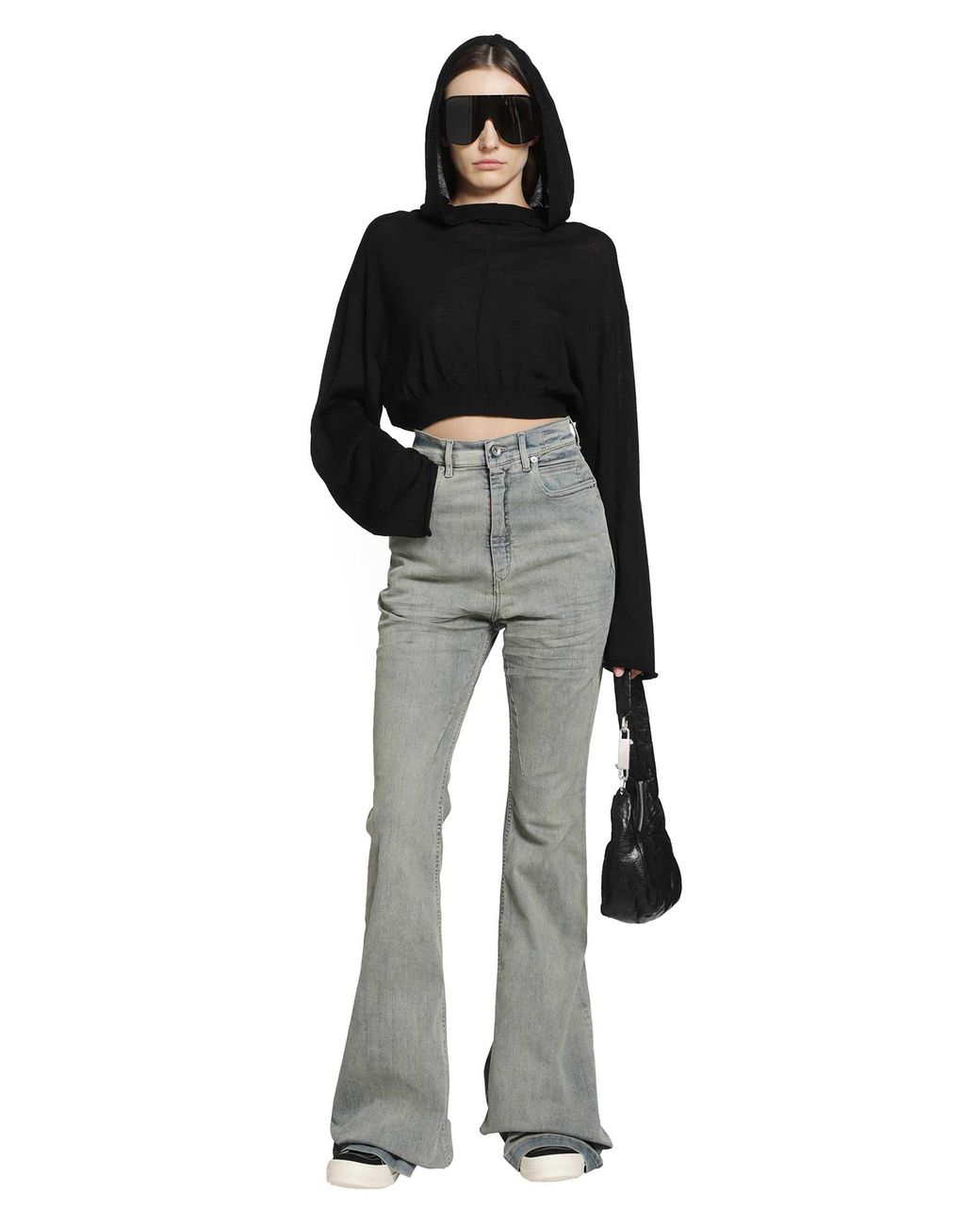 Rick Owens Black Tower Cropped Hooded Tunic