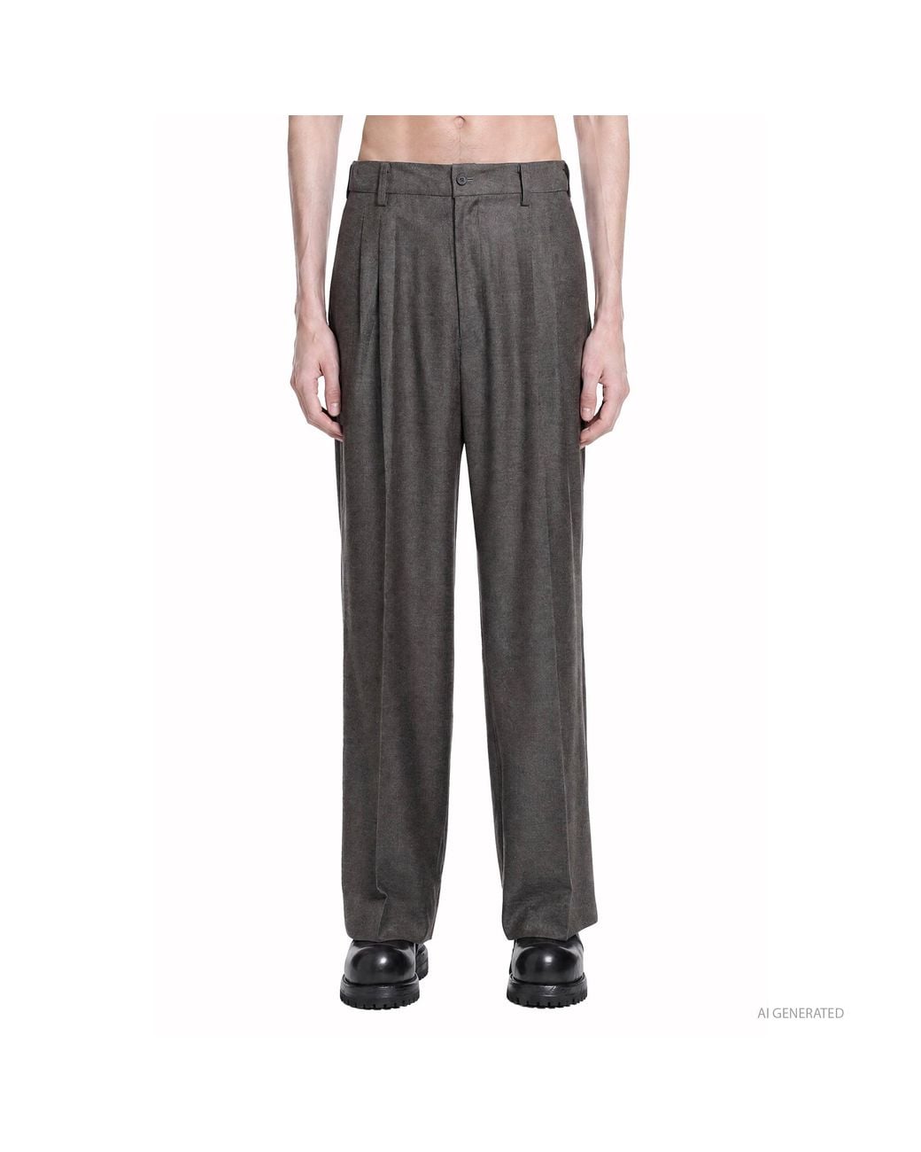 Ssstein Gray Extra Fine Wool Wide Trousers for men
