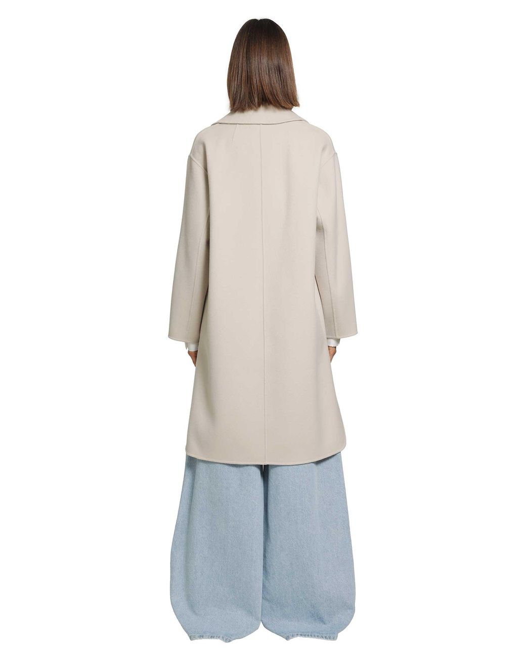 Max Mara White Double-Breasted Wool Midi Coat