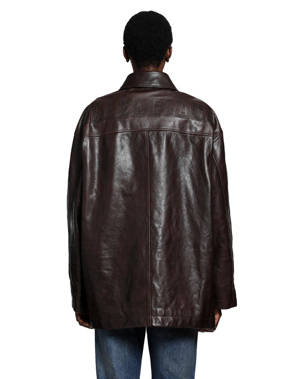 Balenciaga Black Oversized Leather Car Coat