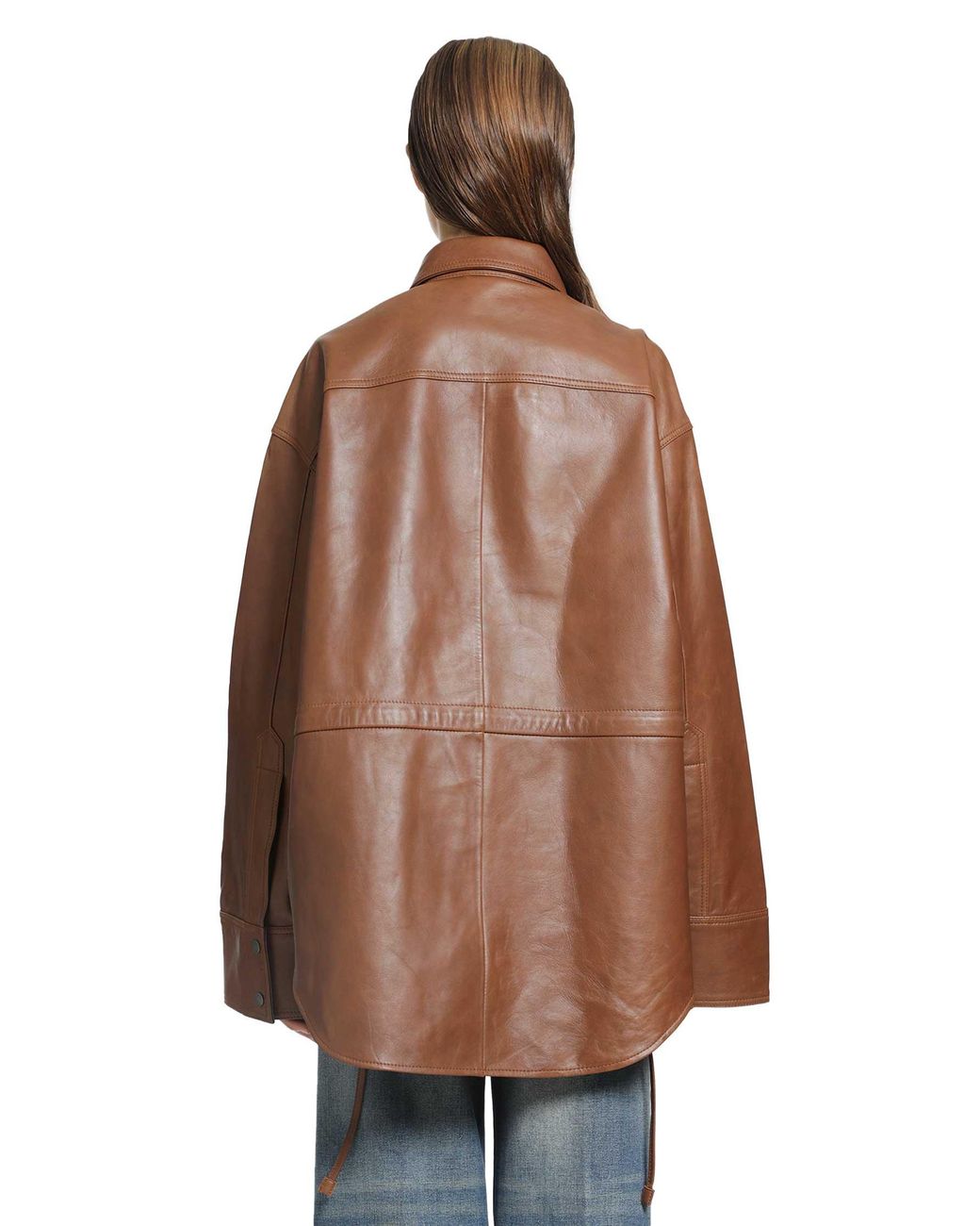 Haikure Brown Victoria Silky Leather Shirt