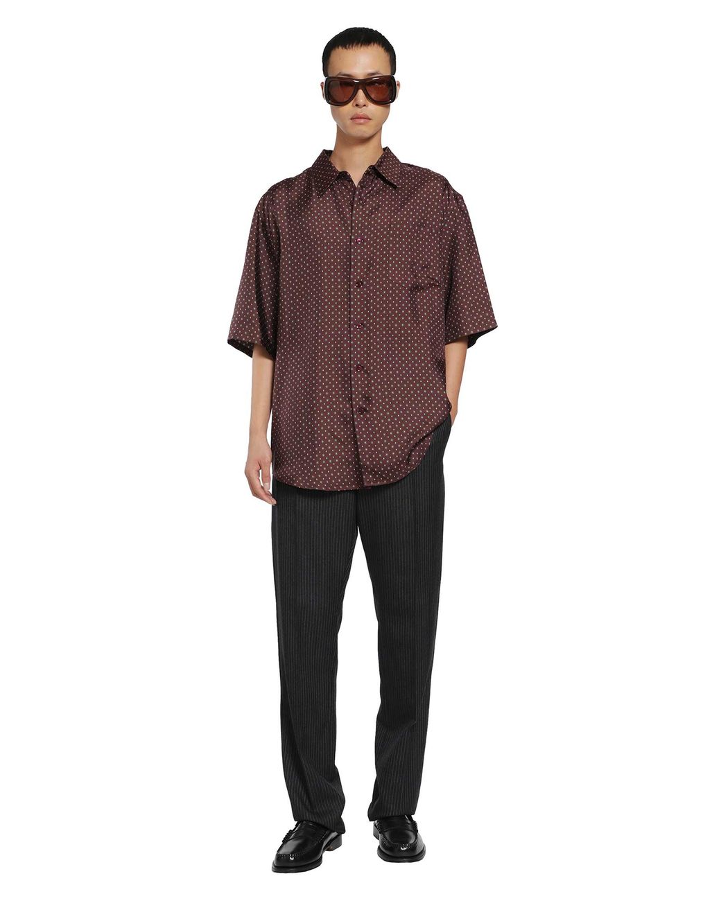 Saint Laurent Black Striped Herringbone Wool Tapered Trousers for men