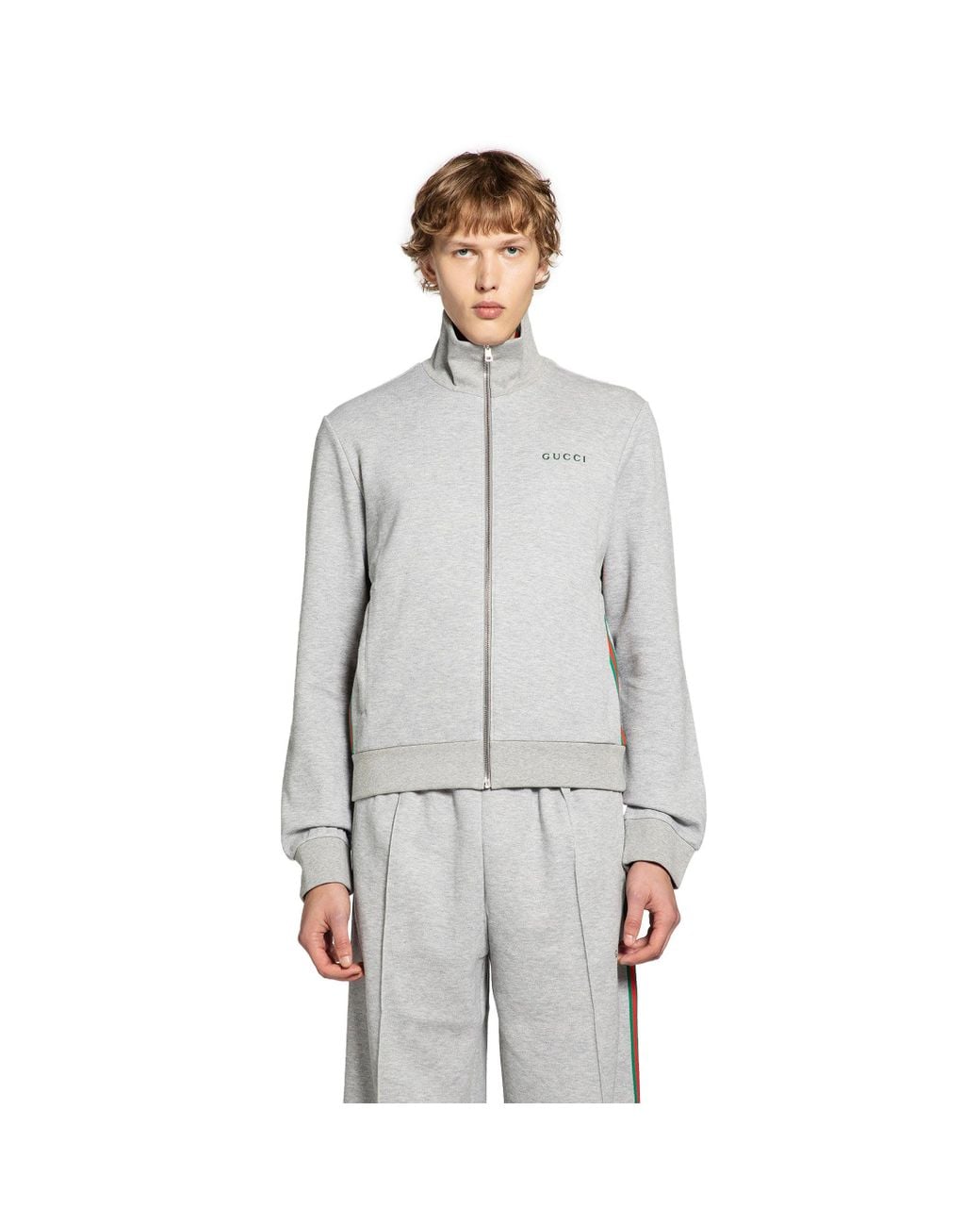 Gucci Piqué Track Jacket in Gray for Men | Lyst