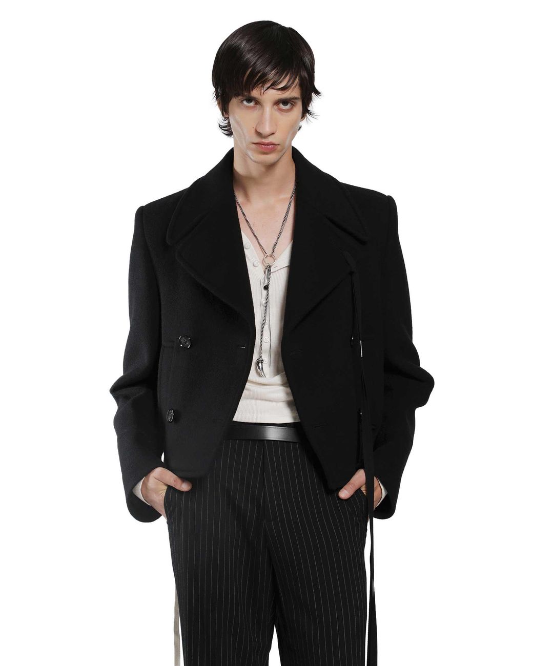 Ann Demeulemeester Black Dalmar Double-Breasted Short Caban for men