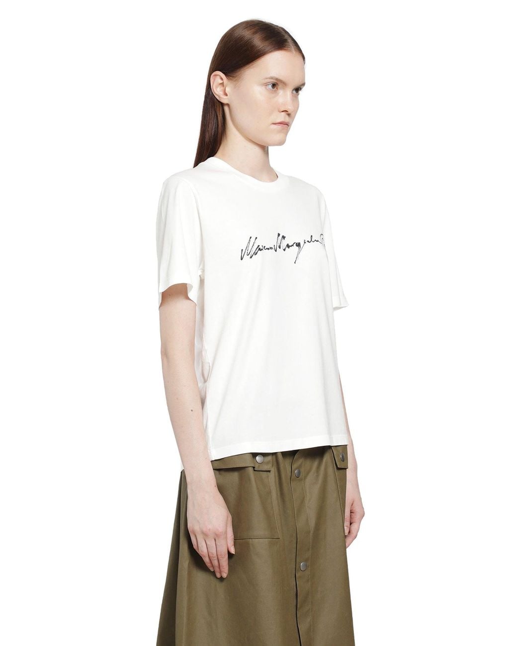 MM6 by Maison Margiela White Overdyed Handwritten Logo T-Shirt