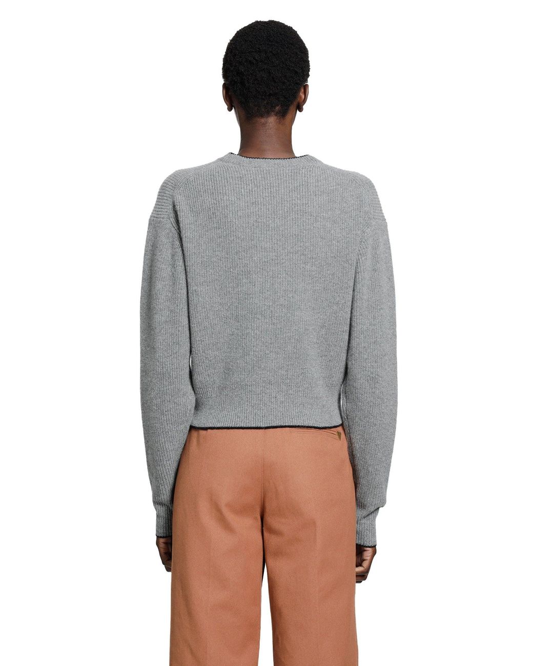 Chloé Gray Wool Knit Cropped Sweater