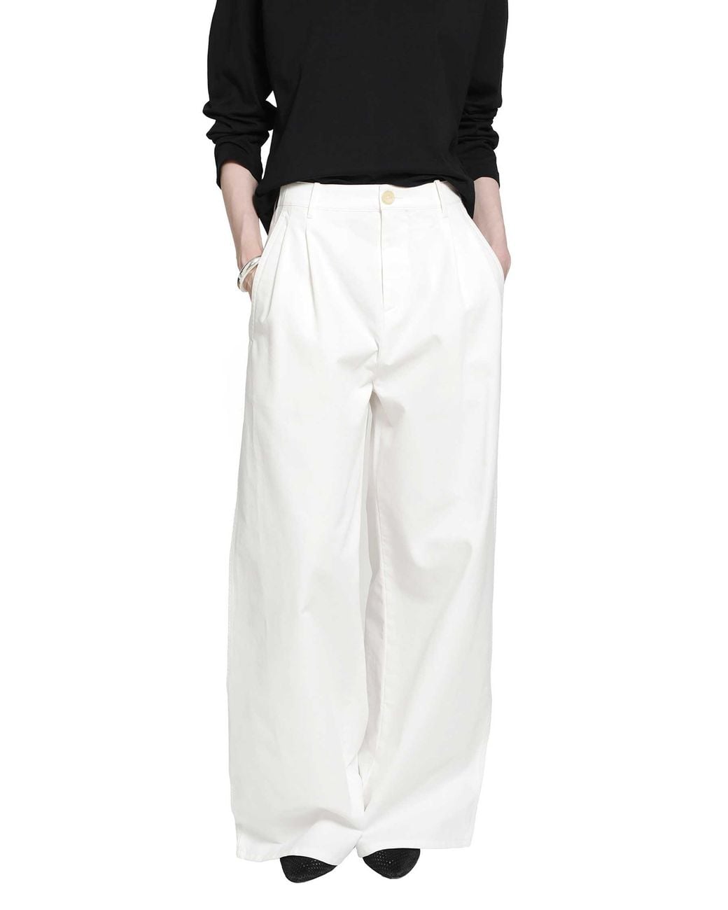Jil Sander White Cotton Drill Trousers
