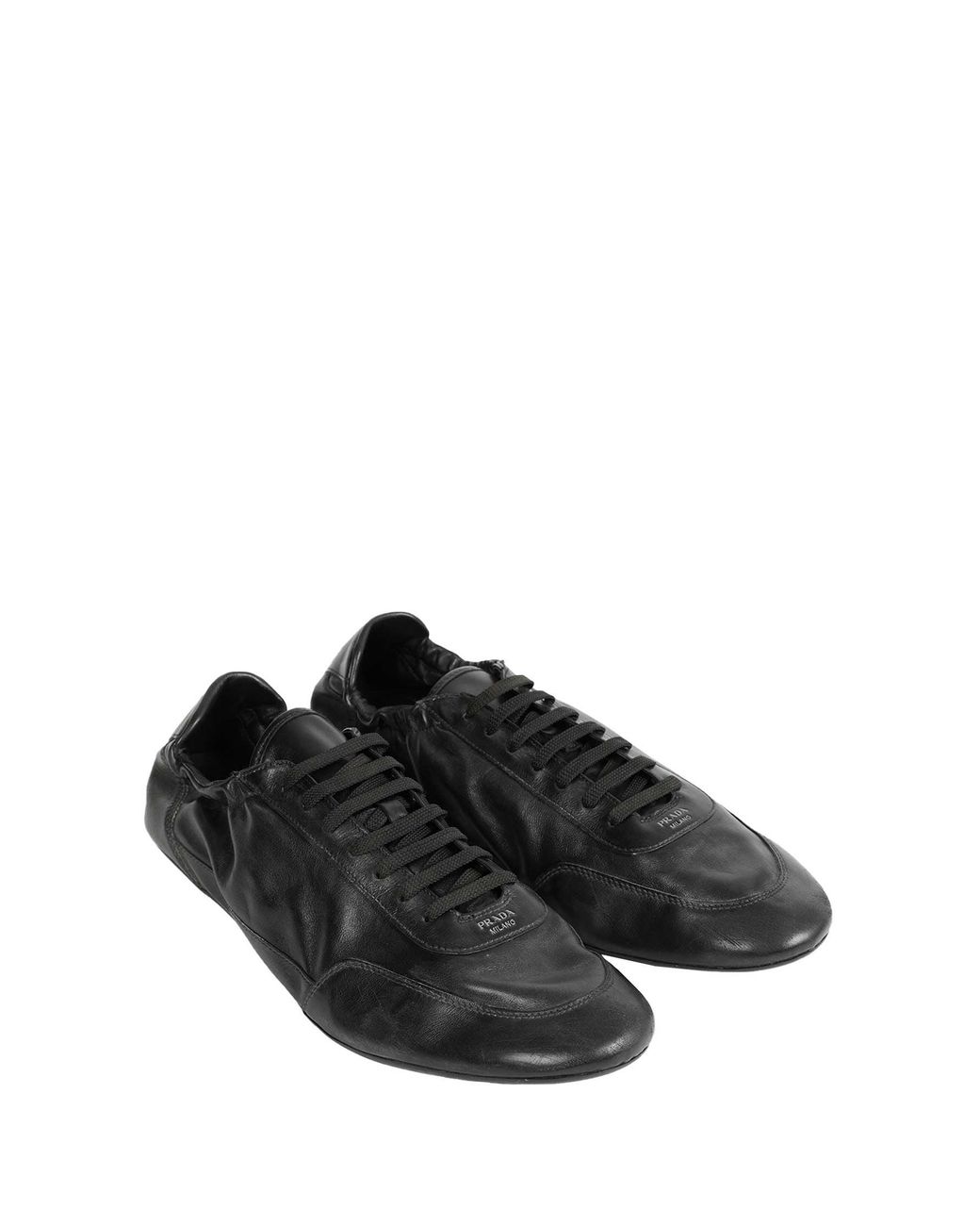 Prada Black Collapse Leather Sneakers for men