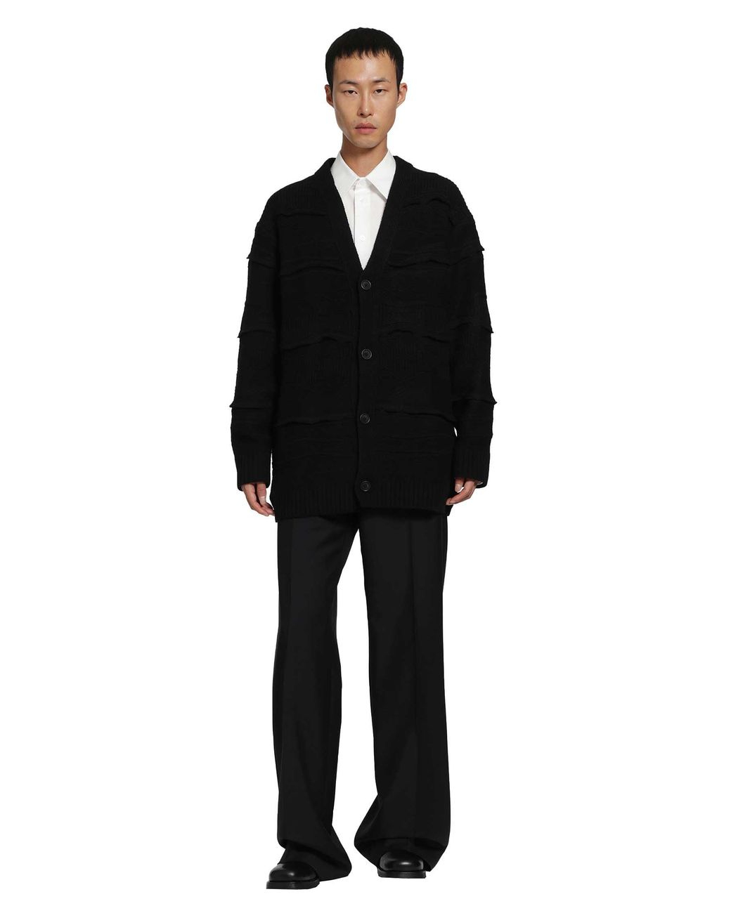 Yohji Yamamoto Black V-Neck Cardigan for men