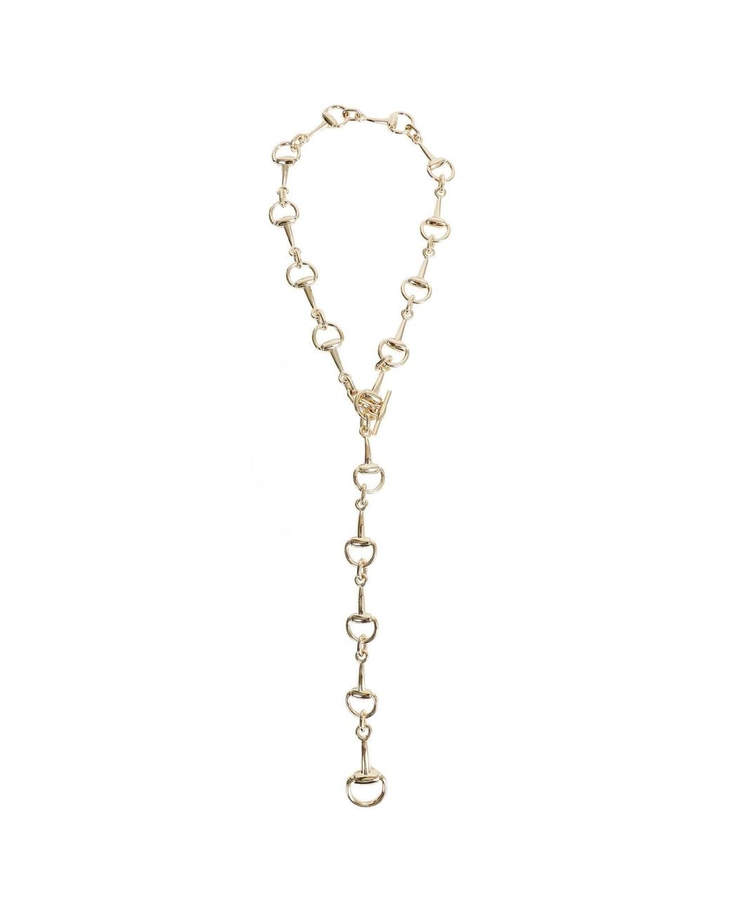 Gucci Metallic Horsebit Lariat Necklace