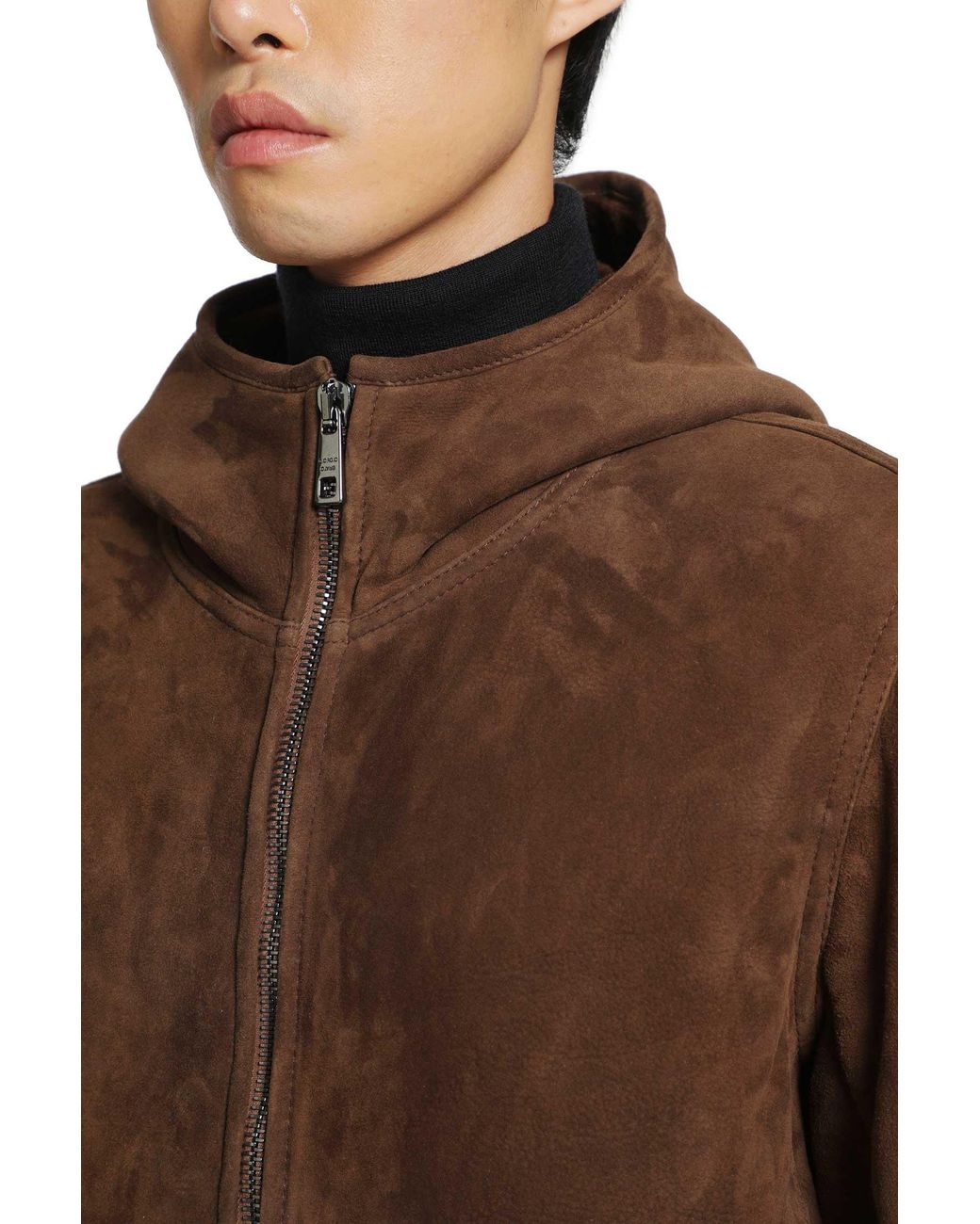 Giorgio Brato Brown Hooded Suede Jacket for men