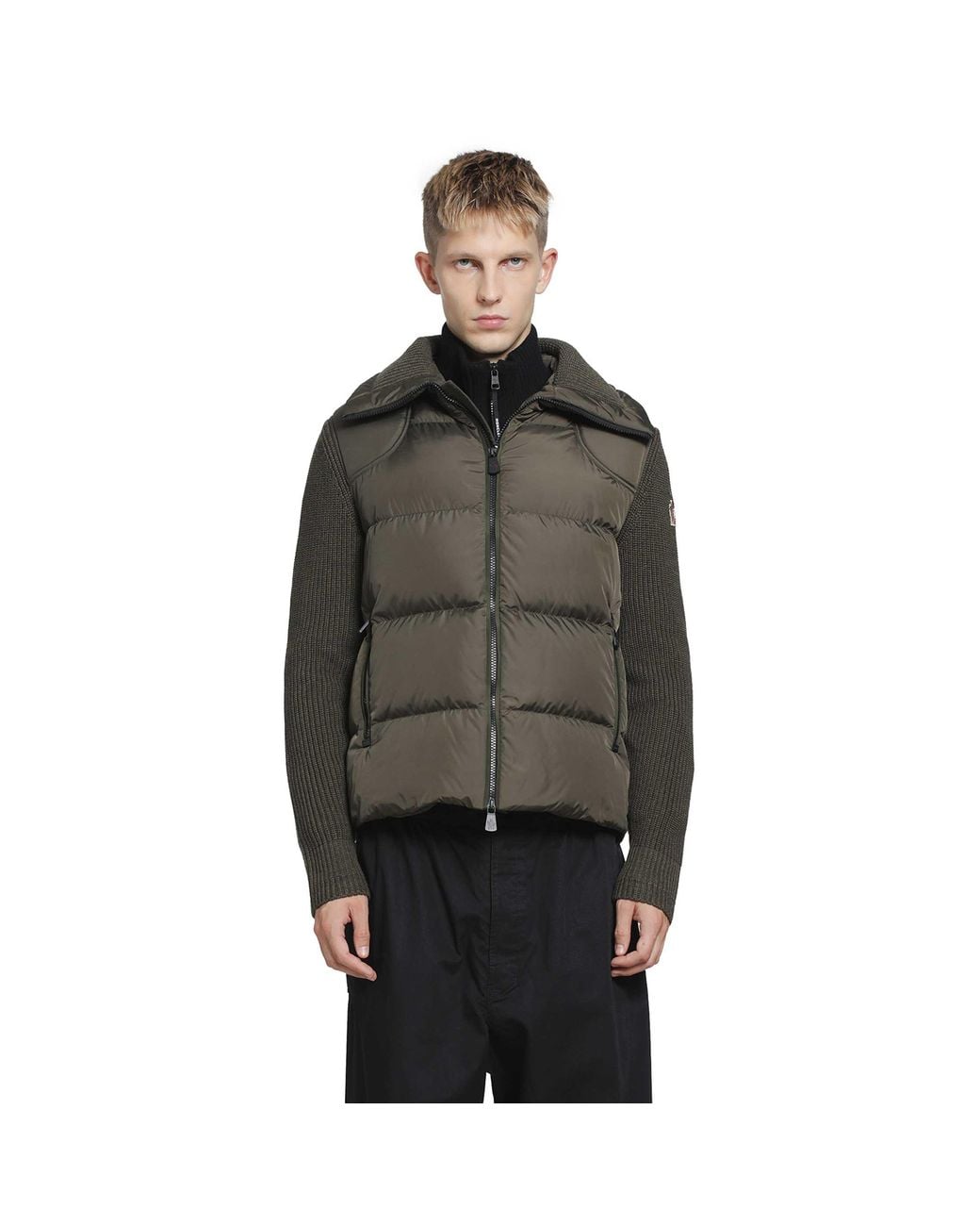 Moncler Gray Padded Wool Zip-Up Cardigan for men