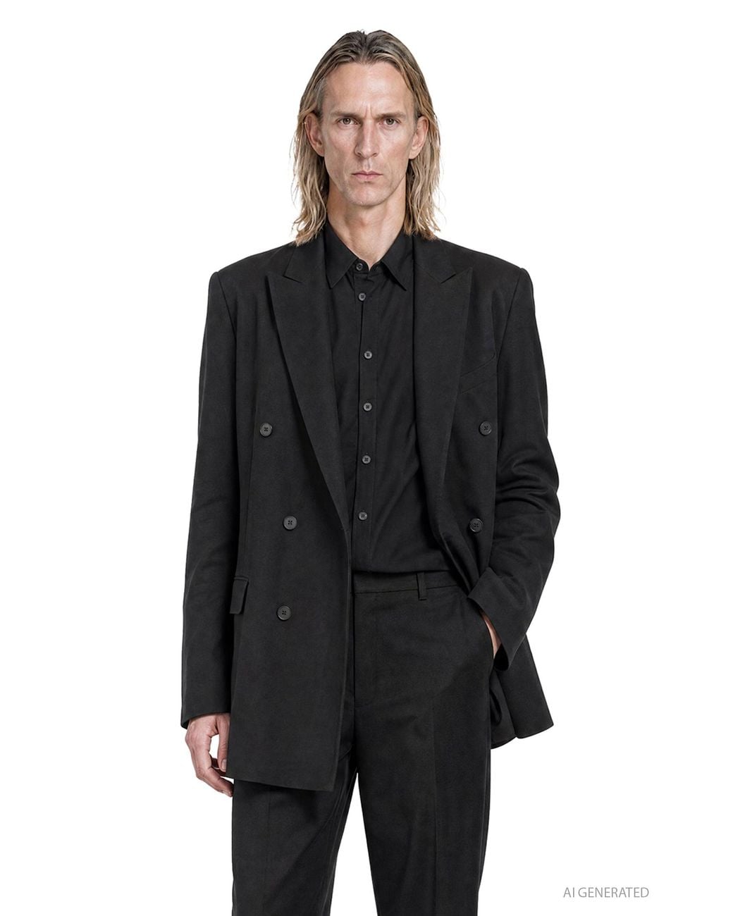 Nicolo' Ceschi Berrini Black Double-Breasted Tailored Blazer for men