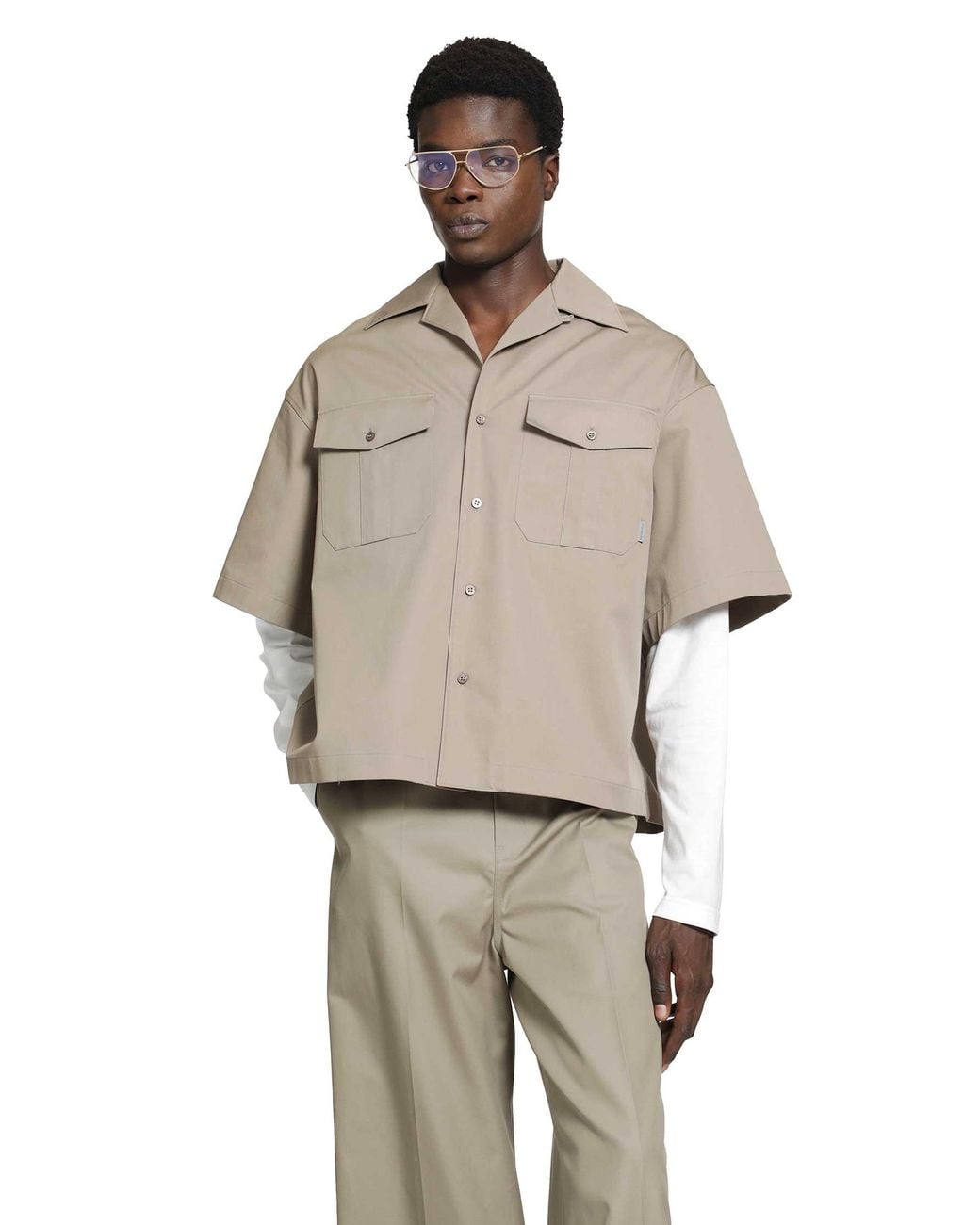 Balenciaga Natural S/S Bowling Shirt for men