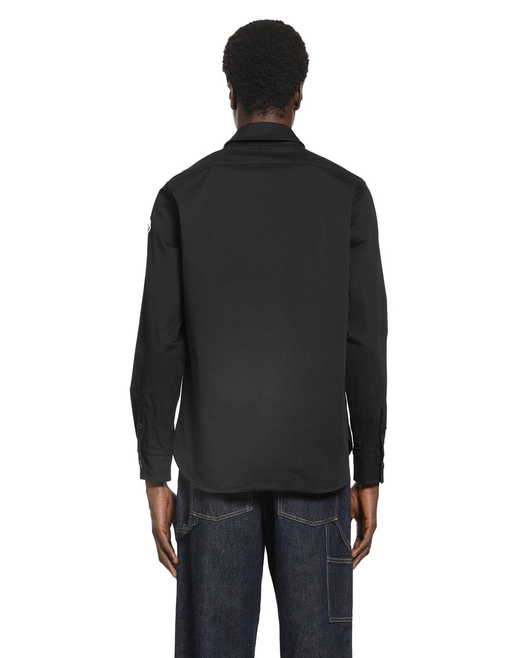 Moncler Black Stretch Cotton Gabardine Shirt for men